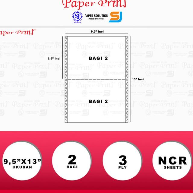 

Paperpryns Kertas Continuous Form 3PLY NCR Folio 9,5" x 13"/2 (Bagi 2) |Top|Best