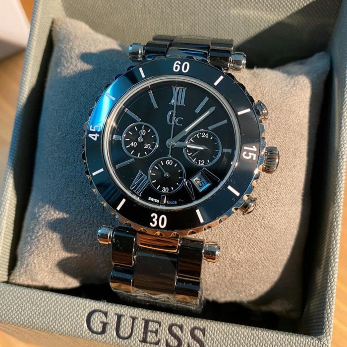 ✅New Jam Tangan Wanita Guess Gc-43001M Silver Black Original Diskon