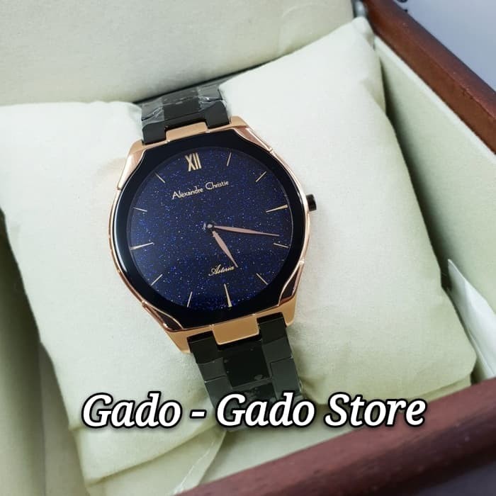 ✅New Jam Tangan Wanita Original Alexandre Christie Ac8602 Black Rose Gold Diskon