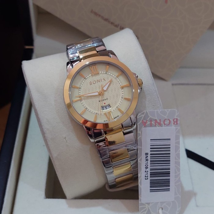 ✅New Jam Tangan Wanita Bonia Rosso Bnr109-2123 Silver Gold Original Terbaru