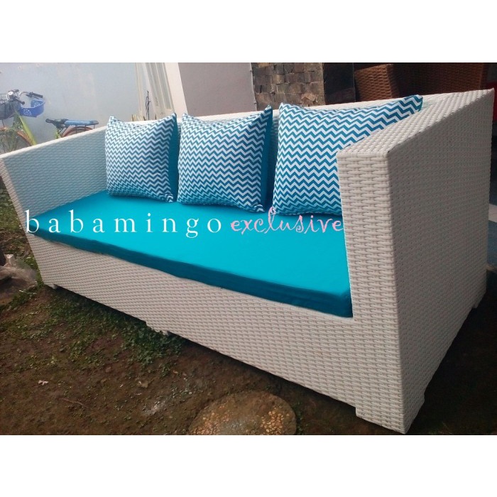 Promo Sofa Panjang 3 Dudukan Rotan Sintetis Terbaru