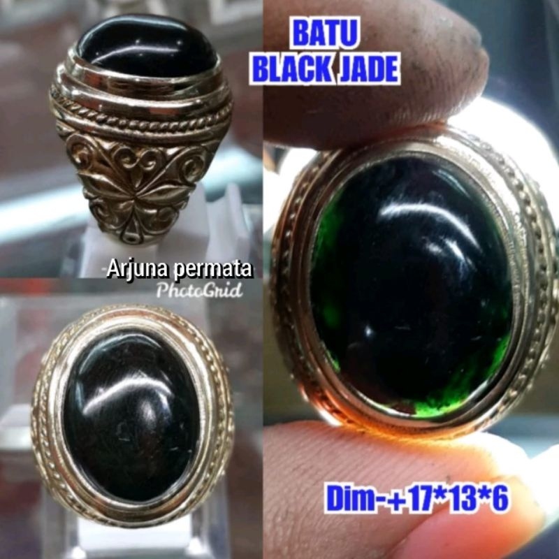 CINCIN BATU BLACK JADE RING ALPAKA