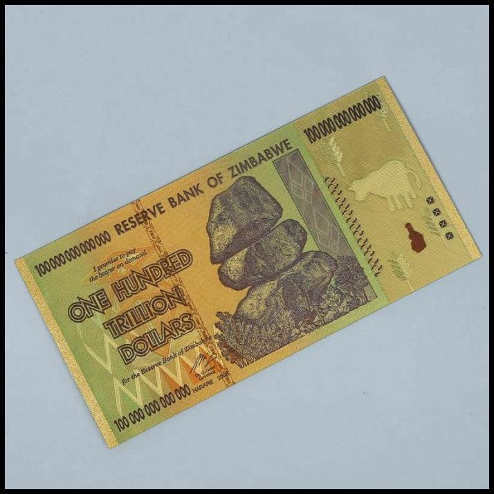 HOT DEAL ZIMBABWE GOLD FOIL 100 000 000 000 000 DOLLAR SOUVENIR PER 1 PCS 