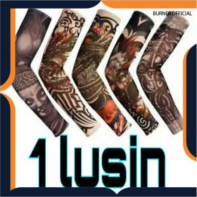 (1 Lusin) Manset Tatoo Pria Stier Tato Arm Temporer Sarung Lengan
