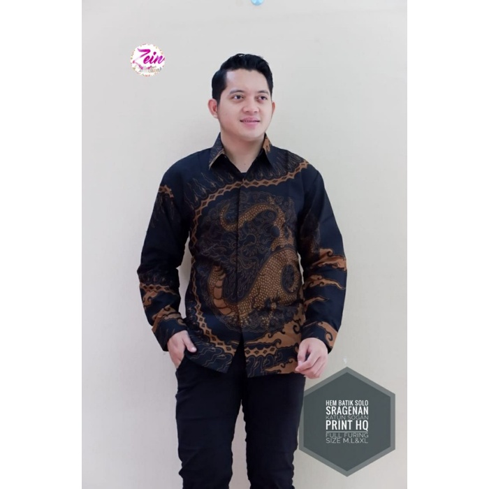 batik naga coklat kemeja batik solo pria lengan panjang Zein