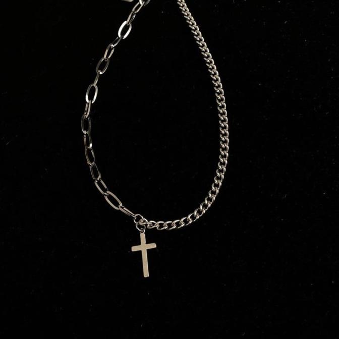 Kalung Titanium Pria Kalung Pria Titanium Kalung Salib Gaya Korea