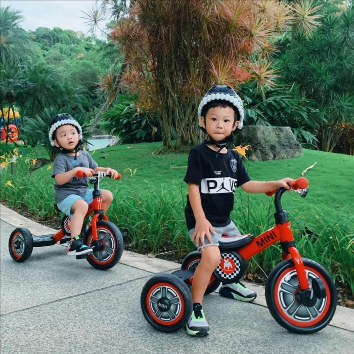 ✨Ori Mini Cooper Tricycle Bike - Rastar - Red - Sepeda Anak Bisa Gojek