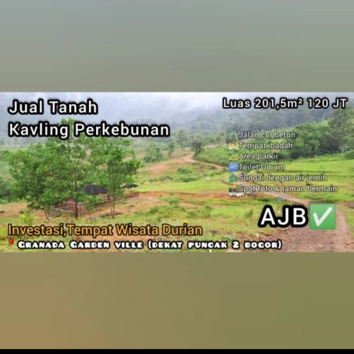 ✅New Ori Investasi Kavling Perkebunan 200M² Ajb Lengkap Dekat Puncak 2 Bogor Diskon