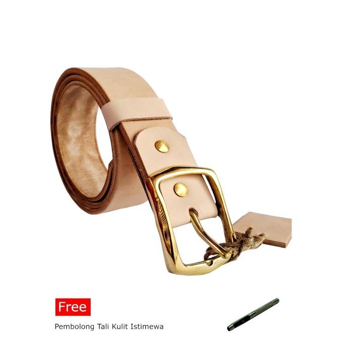 Ikat Pinggang Sabuk Kulit Vegtan Natural Leather Belt Gesper BV103