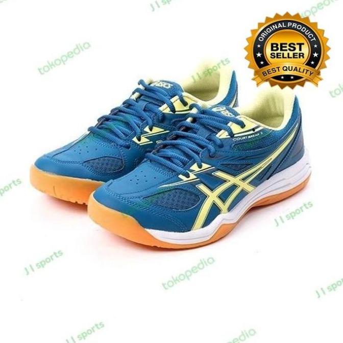 Original Sepatu Shoes Badminton Bulutangkis Asics Court Break 2 Biru Takealit