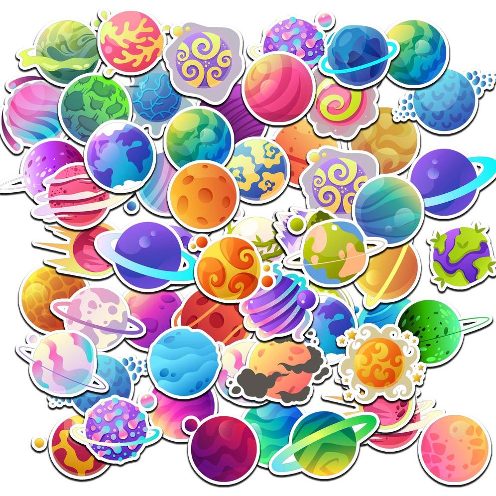 

57 PCS STIKER PLANET KAWAII LUCU COLORFULL LAPTOP HP SEPEDA TUMBLER MUG JURNAL DIARY SCRAPBOOK MEMO