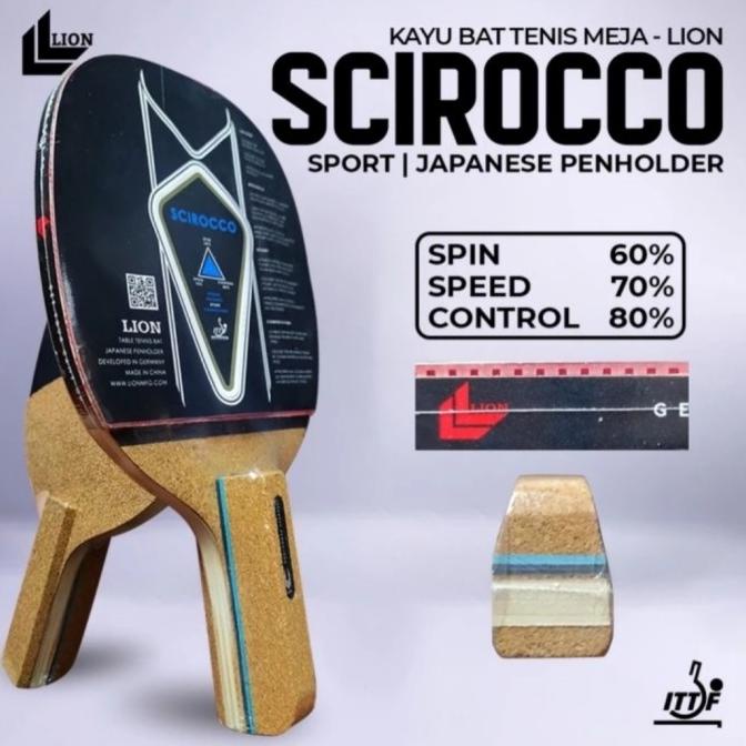 Kayu Bet Pingpong Tenis Meja Lion Scirocco Penholder Original Kode 1243