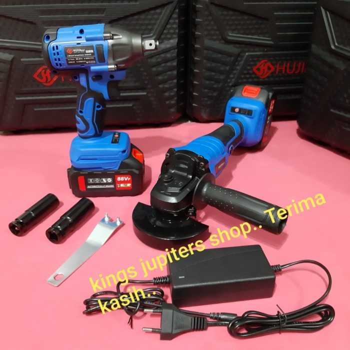 Promo 2 Batre Impact Wrench 500Nm Pro 2421 1.2Dr Kuat Buka Ban Mobil Hujia