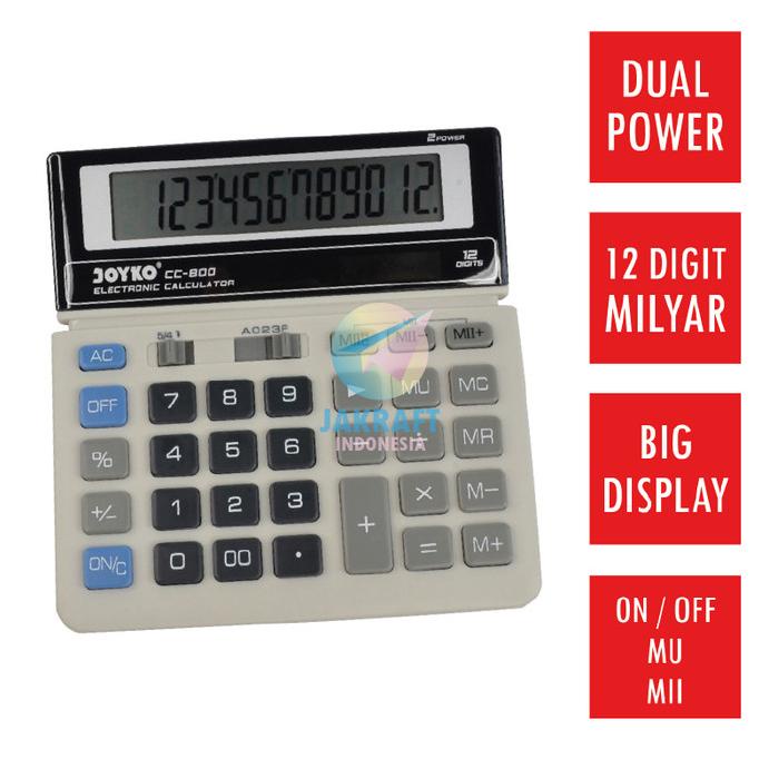 

Kalkulator Calculator 12 Digit JOYKO CC 800 Citizen Baterai Sonar