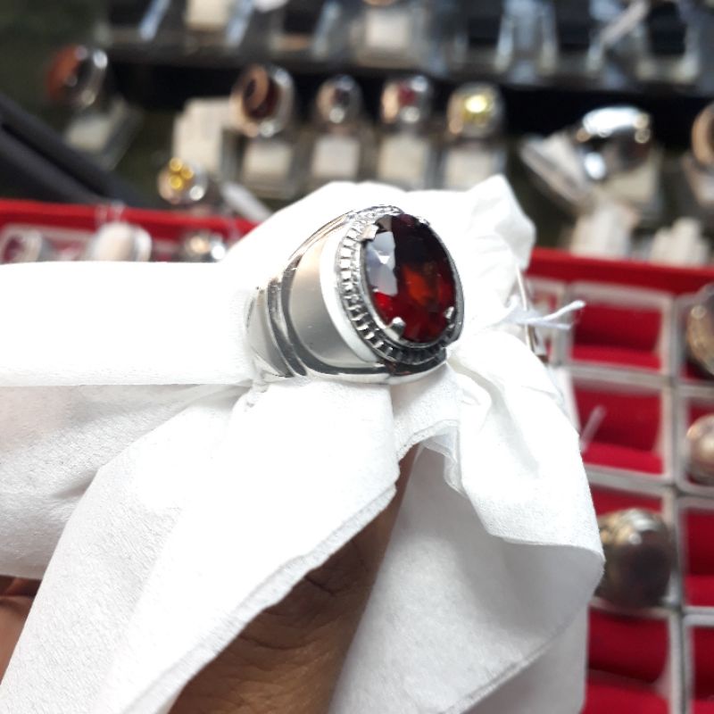 emban ikat monel plus batu natural hessonite garnet termurah