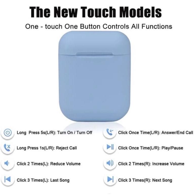 Murah Headset Bluetooth Inpods 12 I12 Tws + Casing Airpods I12  Soft Case Cover Inpods I12 Tws Macar