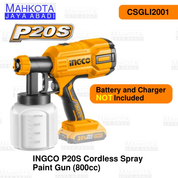[Original] Ingco P20S Cordless Spray Paint Gun 800Cc Csgli2001 Cat Semprot Body Diskon