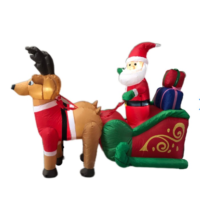 [Original] Noelle 200 Cm Patung Balon Boneka Santa Claus Sleigh Dekorasi Natal Limited