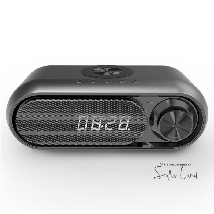 [Ori] Jam Meja Digital Alarm Clock Speaker Radio Bluetooth Charger Wireless Bisa Sameday