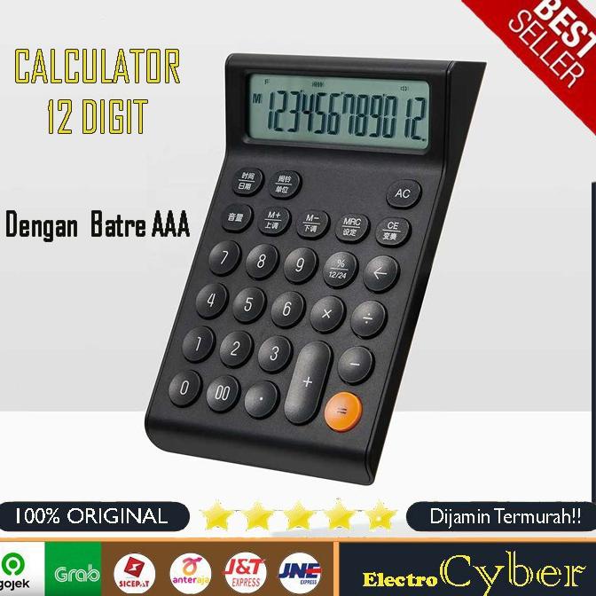 

kalkulator elektronik 12 digit dengan daya batre AAA