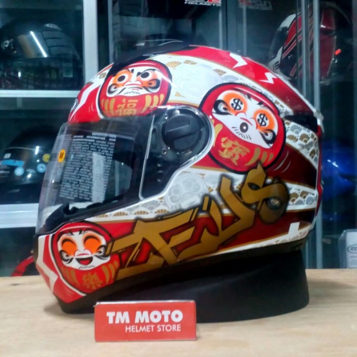 [New Ori] Helm Zeus Zs811 Al35 Daruma White Red Bisa Sameday