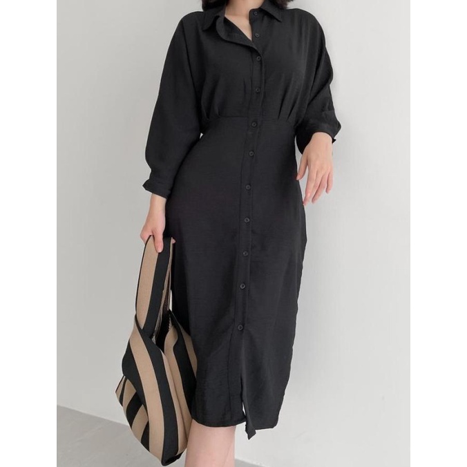 Days Crinkle Casual Dress / Dress Wanita / Dress Korea / Midi Dress Pengiriman Cepat