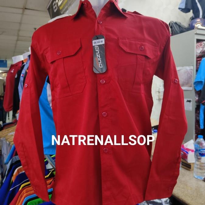 Trend Seragam Kerja Baju Kemeja Pria Lengan Panjang Merah Berkualitas