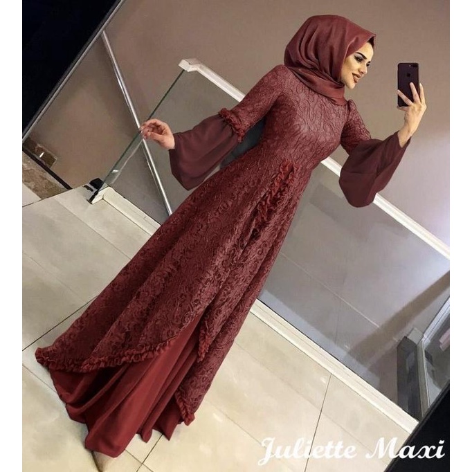 Best Sales Maxi Dress Brukat Gamis Wanita Brokat Baju Pesta Kondangan Kekinian Berkualitas