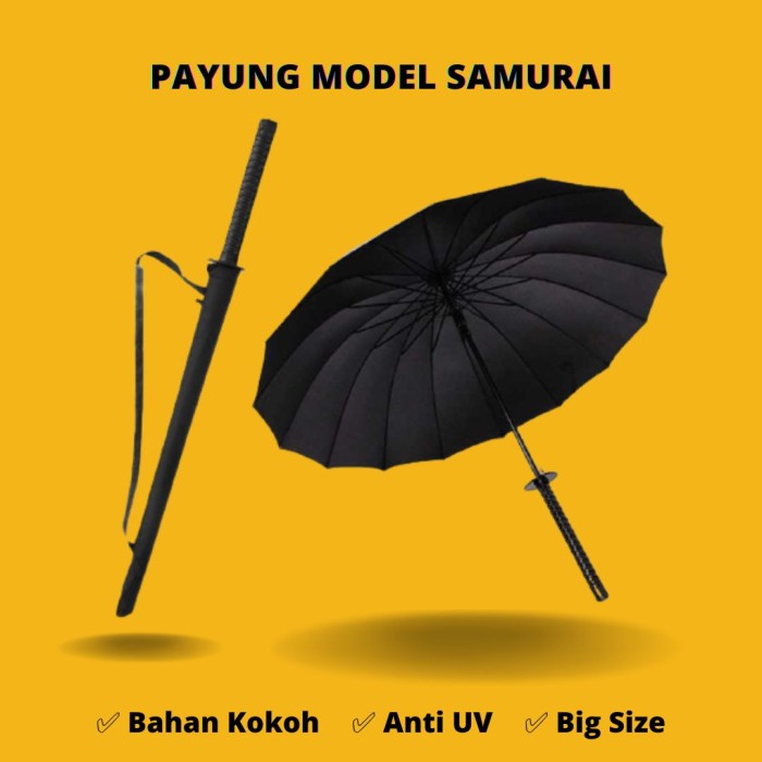 PAYUNG BENTUK SAMURAI KATANA JEPANG UNIK HITAM PAYUNG ANTI UV ORIGINAL