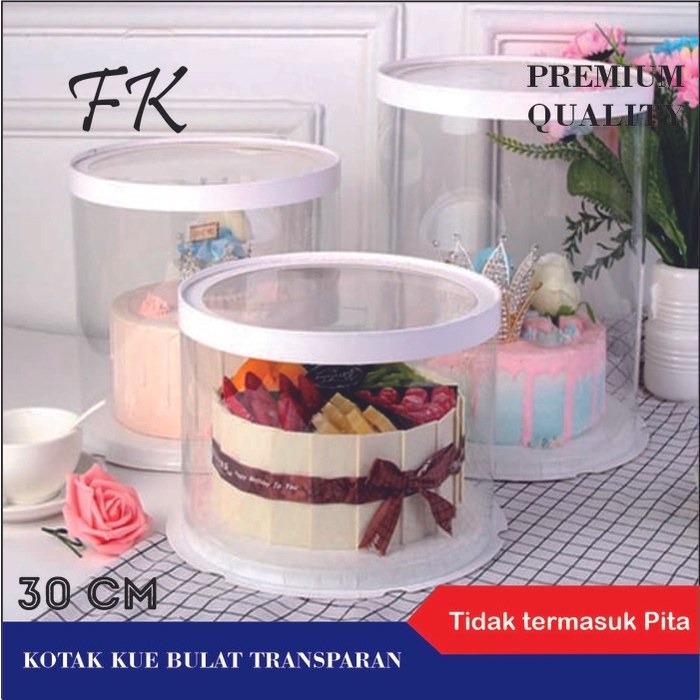 Kotak Kue Mika Transparan Bulat Cake Box Bulat Dus Kue Bulat uk.30CM