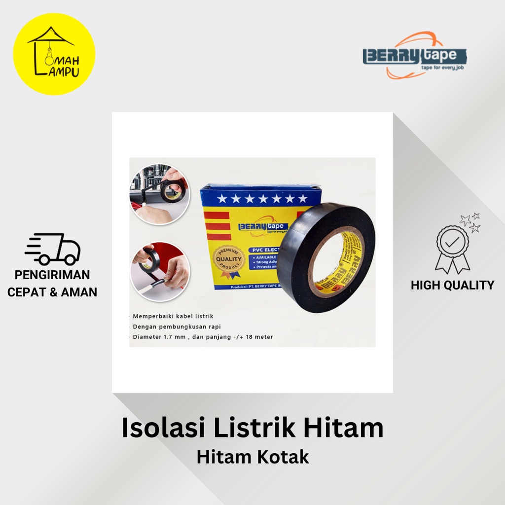 Berry Isolasi Listrik Kotak Hitam PVC Electrical Tape