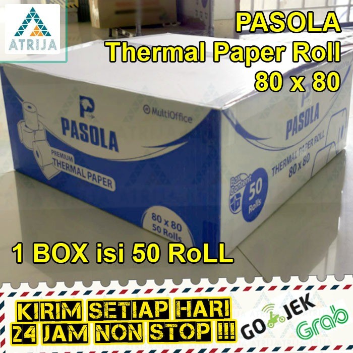 

Promo (1 Box= 50 Roll) Kertas Thermal Struk Kasir 80 X 80 . Pasola 80X80