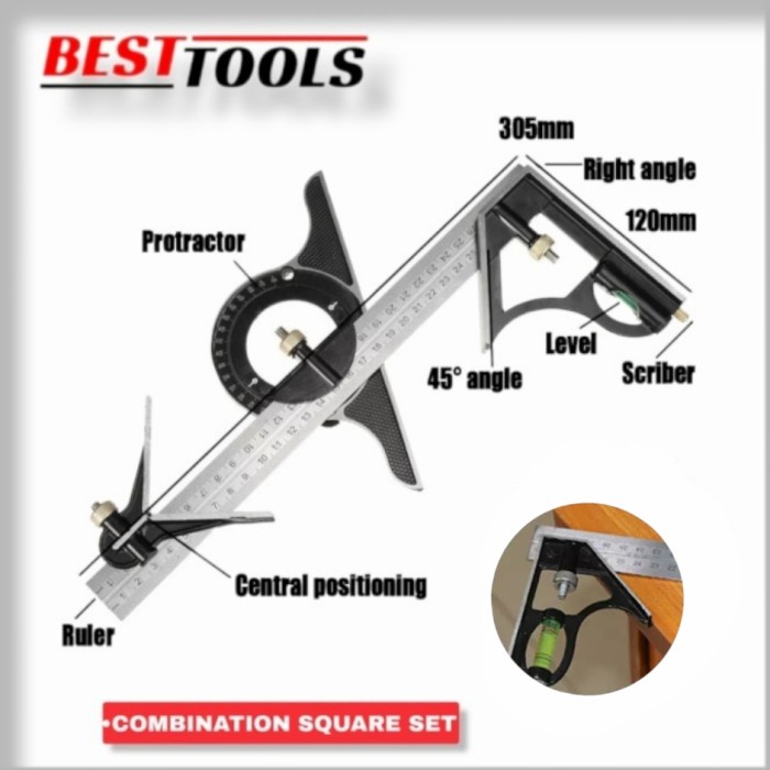 

Promo Combination Square Stainlis Steel Angel Ruler Multipungtion Besttols