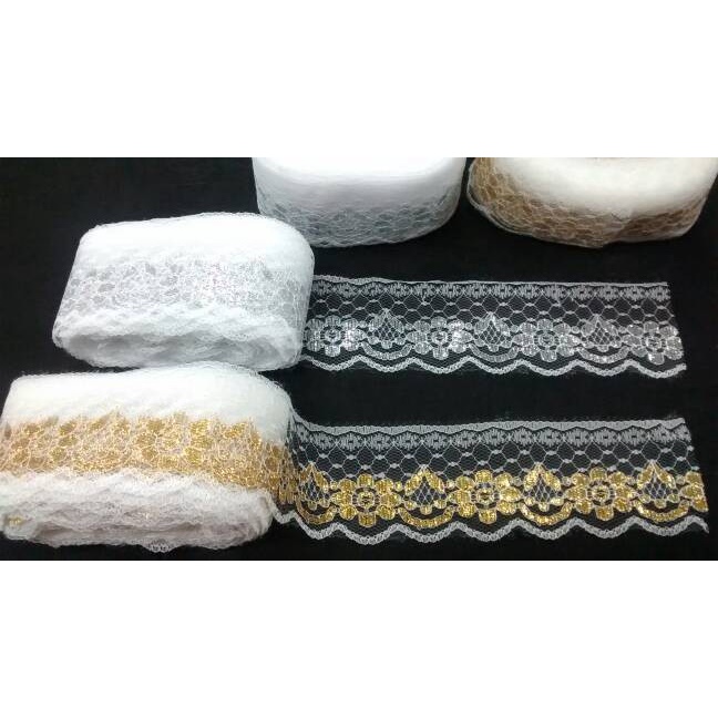 Promo Renda Air Emas & Perak - Roll (+/- 45 Meter)