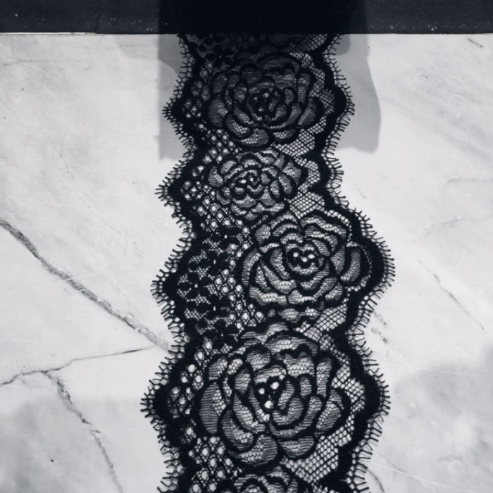 Promo (Harga Per 3 Meter) Renda Kumis / Renda Paris Warna Hitam Lebar 10Cm