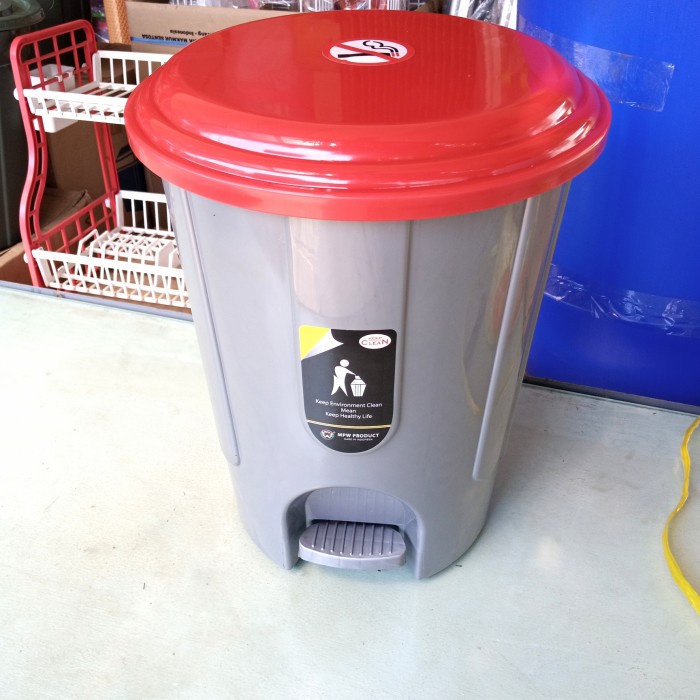 TEMPAT SAMPAH BULAT INJAK 20 LITER ABU/TONG SAMPAH INJAK/DUSTBIN MPW