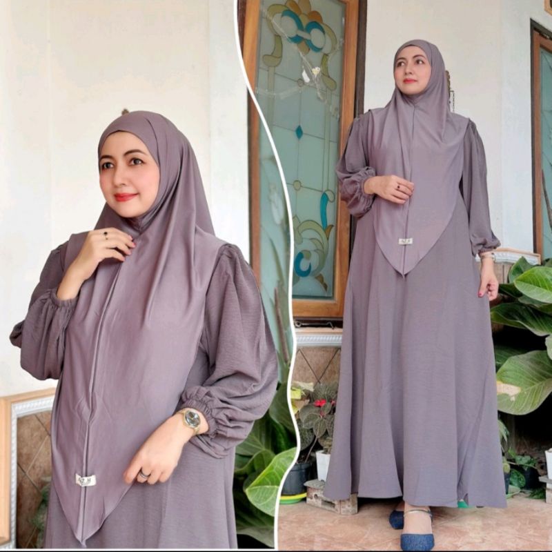 Alena Gamis Daily Harian Polos kringkel Crinkle Premium Lengan Balon Kekinian bisa JUMBO LD 120 Term