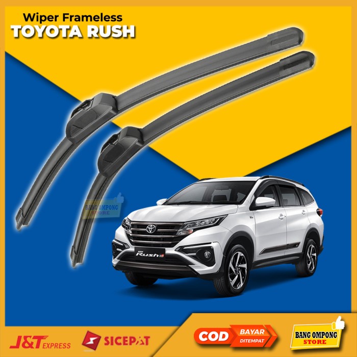 Cod - Wiper Frameless Kaca Mobil Toyota Rush Lama /All New Rush Sepasang Kode 010