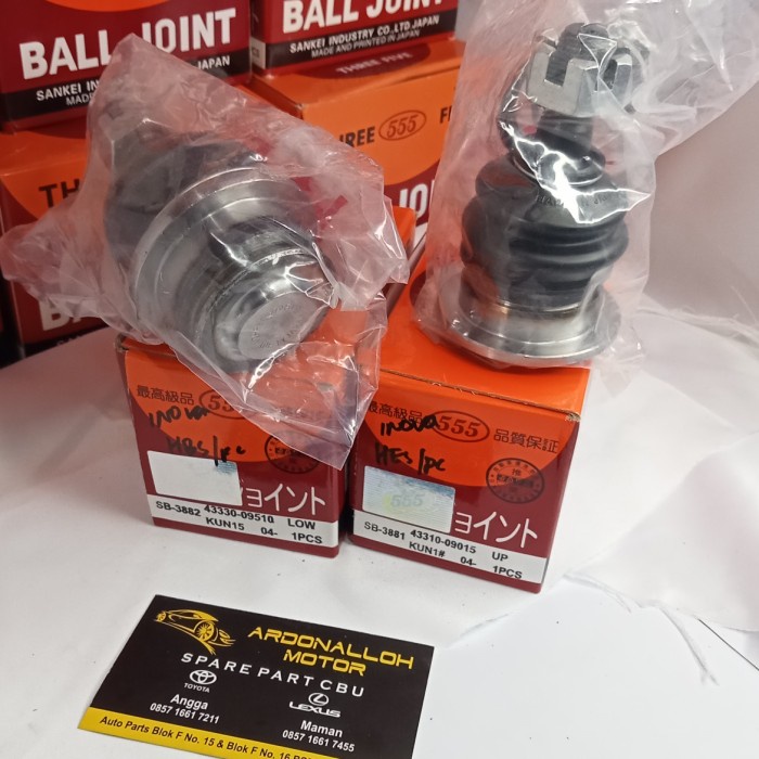Paket Ball Joint Atas + Bawah Innova Fortuner 555 Satu Roda [Kode Aa001Kode Aa002Kode Aa003Kode