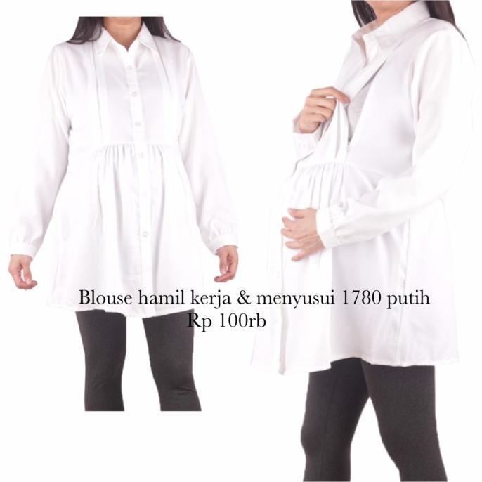 Baju hamil blouse kerja menyusui 1780 putih