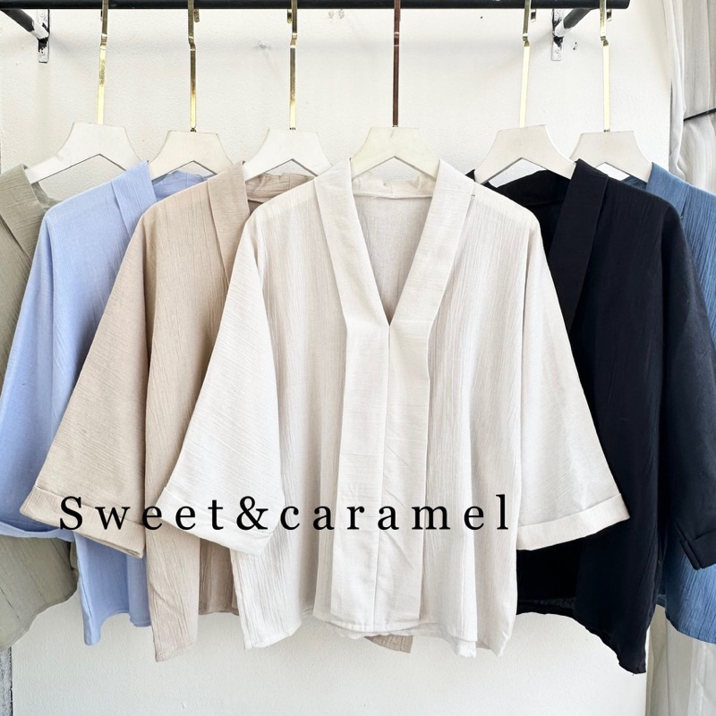 STYLISH MODERN Blouse Linen Crinkle Atasan Blouse wanita Linen Shirt - Blouse wanita