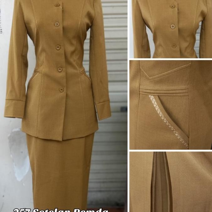 Set Blazer Baju Pemda Seragam PNS Wanita khaki keki muslim shanghai