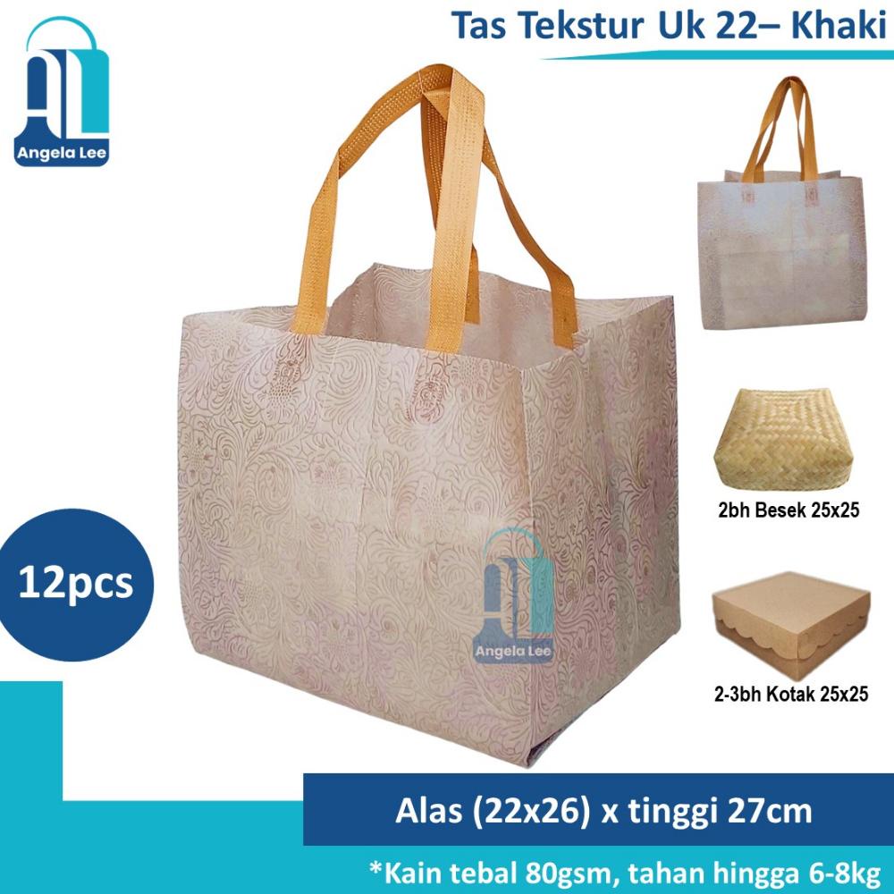 

Terbaik 12pcs Tas Kain Spunbond Motif Timbul Tekstur Mewah muat 3box 22x22 Hajatan Syukuran Souvenir .,