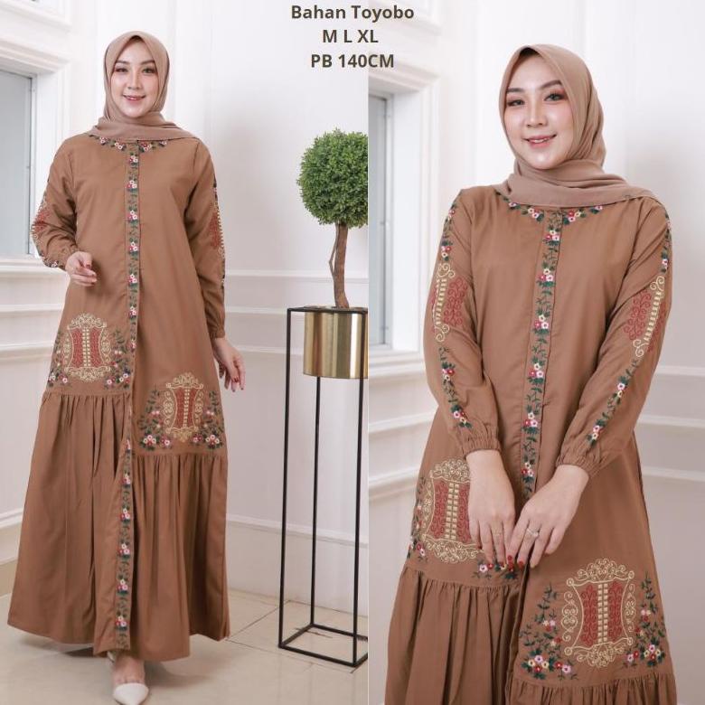 Terbaru Gamis Malika Katun Toyobo Bordir Pintu Aceh  Fashion Muslim Wanita / Terbaru / Terlaris / Terpopuler / Cod Grosir