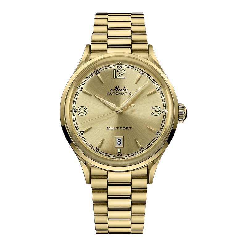Jam Tangan Pria MIDO Multifort Powerwind M040.407.33.027.00 Champagne Dial Yellow Gold Stainless Steel Strap