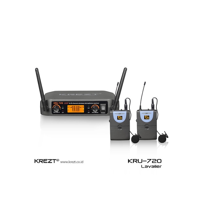 MIC KREZT KRU 720 WIRELESS MICROPHONE ( CLIP ON + CLIP ON )