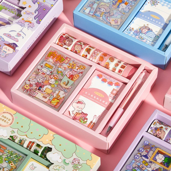 

51 PCS HANDBOOK STICKER NOTE GIFT BOX SET WASHITAPE JURNAL NOTEBOOK