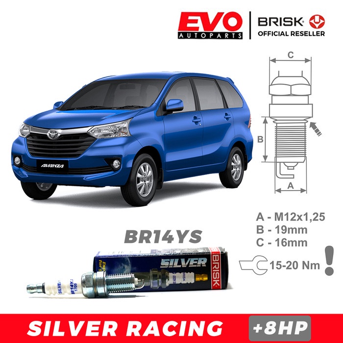 Busi Brisk Silver Racing Br14Ys Untuk Mobil Toyota Avanza Vvti Kode Hm185