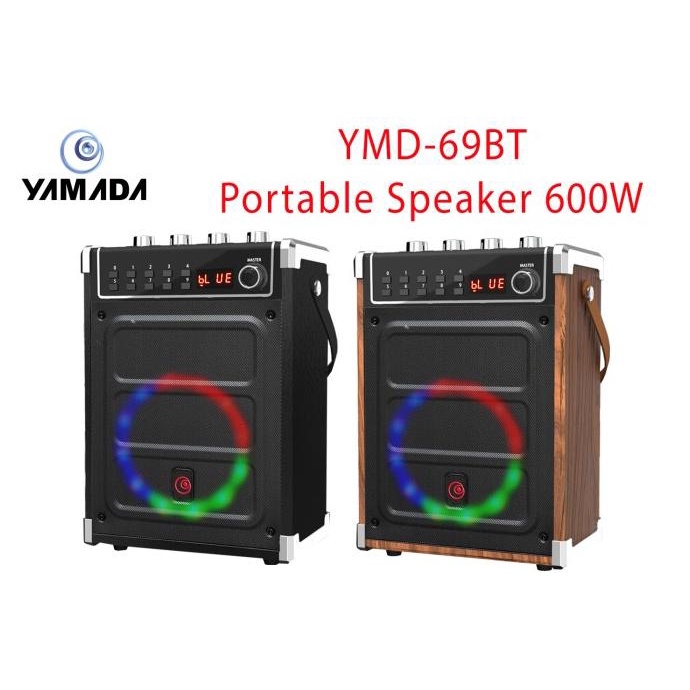 Yamada 69BT Speaker Karaoke Bluetooth dengan 2 Mic wireless, TWS, LED
