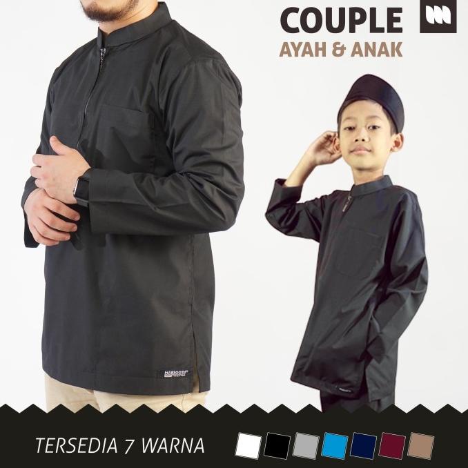 New Baju Koko Couple Ayah Anak Resleting Lengan Panjang Mabsooth Berkualitas